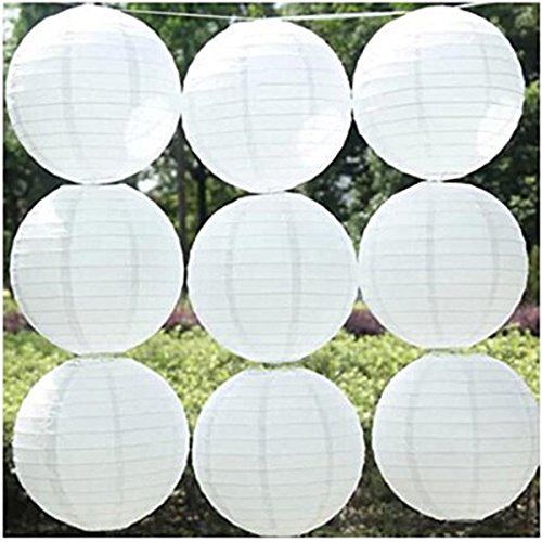 LEORX 10″ Weiß Papier Laternen Kugel-Form Lampenschirm Für Hochzeit Kirche Garten Party Dekoration (10 Stück) - 3