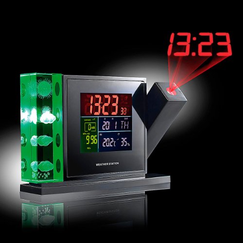 infactory 3D-Wetterstation mit Hologramm, Projektion & Außensensor - 2
