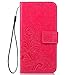 Produktbild SRY-case LG k7 Fall, Einfarbig Synthetische PU Ledertasche Magnetische Schließung Brieftasche Fall Lucky Clover Embossing Blumen-Kasten-Abdeckung für LG k7 ( Color : Red , Size : LG K7 )