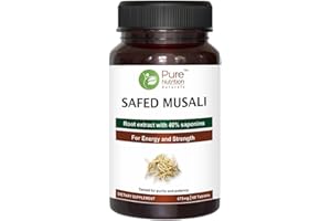 PURE NUTRITION NATURAL TREASURES Pure Nutrition Safed Musli Root Extract 500mg Tablet (Asparagus Adscendens 40% Saponins) - 60 Veg Tab - Non GMO | Gluten Free