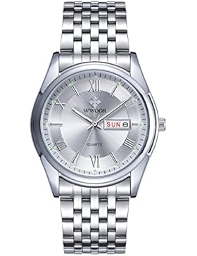 Herren Luxus Top Marke Uhr Datum Tag Edelstahl Luminous Stunde Uhr Herren Casual Kleid Quarz Armbanduhr Sport...