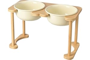 SPUNKYJUNKY Futterstation Hund Erhöht Hundenapf Keramik Erhöhter Futternapf für Hunde und Katzen (1600ml, Beige)