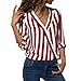 Produktbild Damen Lose Asymmetrisch Sweatshirt Pullover Bluse Oberteile Jäckchen Elegant Kurz Chiffon Elegant Blazer Gestreift Langarm Unregelmäßige Arbeit Büro Bluse Top T-Shirt
