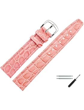 MARBURGER Uhrenarmband 20 mm Leder Rose - Rindsleder, Kroko Prägung - Inkl. Zubehör - Ersatzarmband, Schließe...