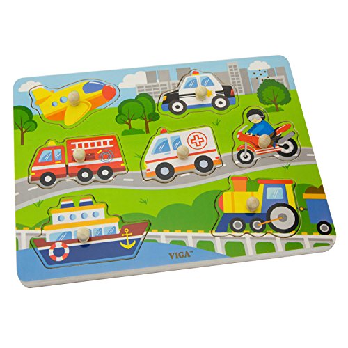 Eitech GmbH 51274 Viga Toys-Sound-und Steckpuzzle-Fahrzeuge, Multi Color