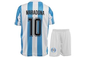 Hawkara Argentina #10 Maillot de football pour enfant avec short de légende de Diego à domicile, tailles jeunes