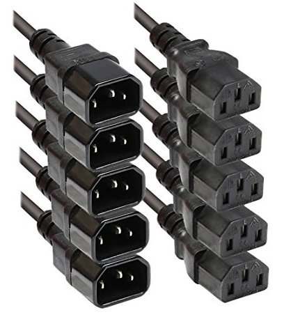 Kaltgeräteverlängerung 1m Faconet® Computer Netzanschluss-Verlängerung um 1 Meter (5 Stück 1.0m)