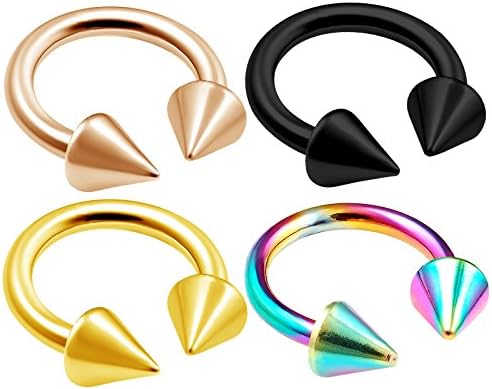 4pcs 14g circular barbell jewelry lip tragus conch earrings hoop eyebrow cartilage helix rook anodized septum BBOP - 8mm