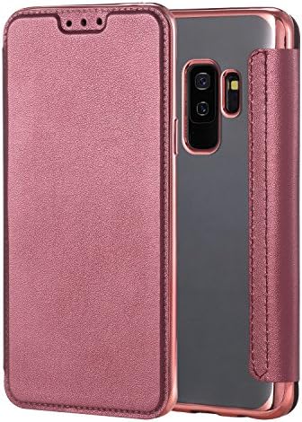 Galaxy S9 Plus Case,S9 Plus Case,Snewill Slim PU Leather Folio Flip Case with Card Slot &amp; Clear Soft TPU Back Cover for Samsung Galaxy S9 Plus - Rose Red