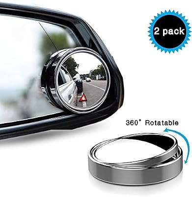 Uni-Fine 2 PCS Rotation à 360°Rétroviseurs Extérieur d'Angle Mort, HD Grand Angle avec Auto-adhésif 3M Rétroviseurs Aveugle Miroir d'Angle Réglable Blind Spot Mirror