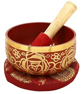 Shalinindia 1st Chakra Muladhara Or Root Red Buddhist Singing Bowl For Meditation,5 Inches