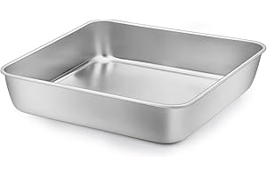Homikit Kwadratowa forma do ciasta, z czystej stali nierdzewnej, prostokątna forma do pieczenia brownie, 23,8 x 23,8 x 4,8 cm, idealna do ciasta/brownie/lasagne, nadaje się do mycia w zmywarce,