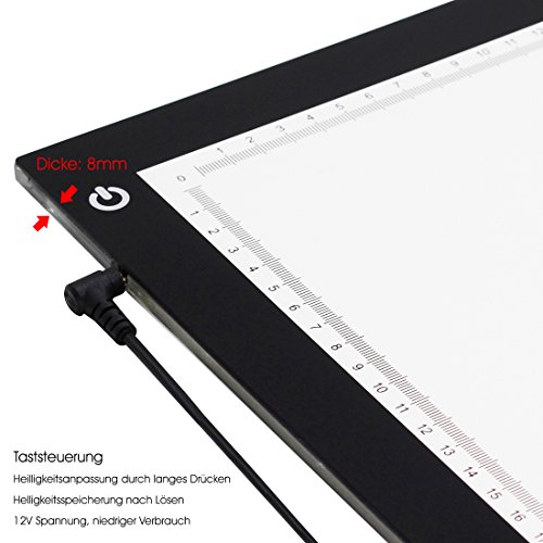 BAYTTER® 12V dimmbare LED A3 Leuchttisch Leuchtplatte Mangazeichnen Leuchtkasten handlich - 4