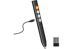 ‎KKMOL Wireless USB 2.4GHZ Presenter, PowerPoint-Präsentationsstift für die Fernbedienung, Wiederaufladbar Präsentationsfernbedienung für PPT/Windows XP/7/8/10/Mac OS/Linux