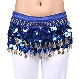 VENI MASEE® Professionelle Multi-Row Pailletten Bauchtanz H¨¹fttuch / Wrap / G¨¹rtel Mit Goldfarbe M¨¹nze Und Perlen, RoyalBlau