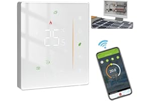 MOESGO MOES Termostato Calefacción WiFi para Suelo Radiante de Agua,Termostato Inteligente de Ambiente Programmabile con Clima,Humedad,Compatible con Alexa Echo/Google Home,Control con App(Blanco)