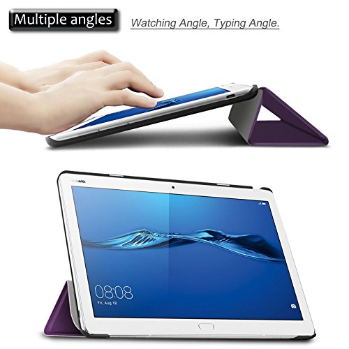 Huawei MediaPad M3 10 Lite 10 Hülle Case, Infiland Ultra Dünn Tri-Fold Muschel PU Leder Ultra Schlank Superleicht Ständer Shell Cover Schutzhülle Etui Tasche für Huawei MediaPad M3 10 Lite 10(Lila) - 3