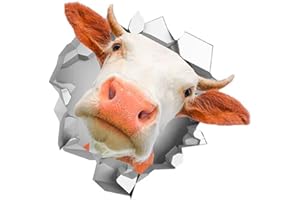 LSGGTIM Adesivo 3D a forma di mucca per auto, 13 cm x 13 cm, riflettente a forma di animale, antigraffio, divertente adesivo per auto, per laptop, Windows frigorifero, camper, camion
