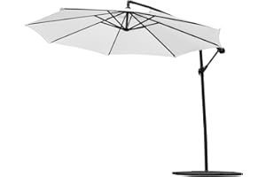 Harrier 3m Cantilever Parasol – Adjustable 3m Outdoor Patio Umbrella, Weather-Resistant Canopy | Optional LED Solar Lights & Bases [5 Colours] (White, Parasol Only)