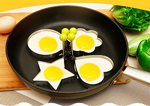 Interesting® 4Pcs Kochen Küchenhelfer Edelstahl Spiegelei Shaper Ring Pancake-Form-Form
