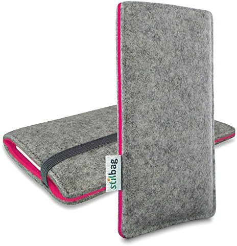 stilbag Felt Pouch 'FINN' for Apple iPhone 7 plus - Colour: grey/pink