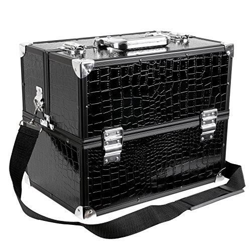 Songmics Aluminium Beauty Case Cosmetic Case with Handle Strap/2 Layers Makeup Box JBC315B