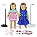 Produktbild Miunana Sets 2 Kleidung + 2 Sonnenbrille + 2 Gürtel + 2 Socke + 2 Verstellbar Gestell für 45-50 cm Puppen 18 inch Doll Puppen American Girl Stehpuppen