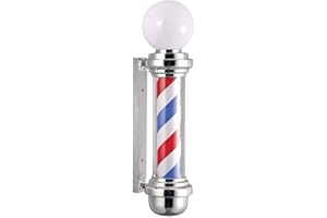 PROFESSIONAL アリエール BARBER POLE INSEGNA LUMINOSA BARBIERE PALO CON LUCE ESTERNO ROTAZIONE CROMATO PROFESSIONALE