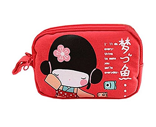 Preisvergleich Produktbild kangqi Japanische Katzenstreu Mädchen Mini Leinwand Reißverschluss purse-red