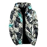 Xmiral Herren Jacke Outwear Winter Camouflage Print Pullover Langarm mit Kapuze Mantel (L,Grün)