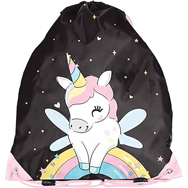 PASO Kinder Turnbeutel Sportbeutel 36x32 Cm - Smiley Design In Schwarz/Gelb - Leicht & Strapazierfähig