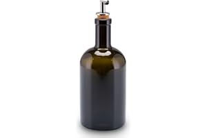 Lifestyle Lover Öl Essig Spender Apothekerflasche Glas antikgrün Olivenöl mit Ausgießer aus Edelstahl für Öl & Essig (Blanko 500ml)