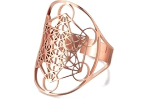 Amaxer Anello Cubo Metatron in Acciaio Inossidabile per Donna Dichiarazione di Protezione Arcangelo Metatron Svuotato Anello da Donna Anello a Fascia