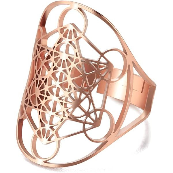 Porte-clés Cube De Métatron En Acier Inoxydable Noir - Symbole De Géométrie Sacrée, Protection, 7 Chakras (10 Cm)