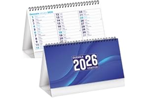 GENERICO Calendario da Tavolo 2026 per Scrivania Ufficio Scuola Casa, Lunare con Feste e Santi, Settimanale, Organizer Geniale per la Famiglia, di Supporto come un'Agenda o Planner (Blu)