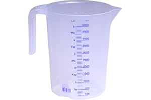 Hünersdorff Caraffa Graduata da 5.000 ml, PP, 2 Scale Manico Aperto, Trasparente, impilabile