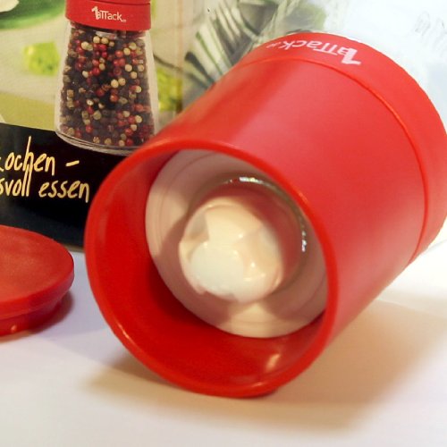 Pfeffermühle Salzmühle Gewürzmühle unbefüllt mit Keramik Mahlwerk in Geschenk Verpackung 140ml Höhe 13.5cm – rot - 3