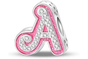 QIKAOLA 925 letra de plata de ley Charms A-Z cuentas del alfabeto para Pandora brazalete y collar 26 carta de encanto cuentas colgante apto para pulseras europeas collar para mujeres niñas