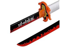 ARUAN Demon Slayer Sword About 41 inches Bamboo Blade for Cosplay Purpose Exquisite Wood Sword Collectibles and Weapon Prop Various Styles Available, Rengoku Kyoujurou