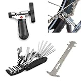YunLi - Kit di riparazione per bicicletta, 16&nbsp;strumenti in 1 per riparazione catena bicicletta, indicatore di usura della catena, divisore, taglierina