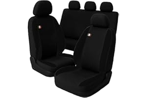 Susy Shop Coprisedili Auto Compatibili Per Panda 2 e 3 Serie, Set Fodere Anteriori Posteriori,Schienale Posteriore Diviso 1/3, Lavorazione MADE IN ITALY (Nero/Nero)