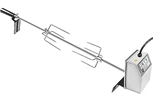 LZQ Set di spiedini da barbecue, 107 cm, con 2 aghi da carne e motore in acciaio inox, 220 V, girarrosto, girarrosto, girarrosto elettrico, universale in acciaio inox 304