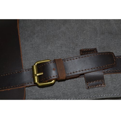 Vintage Rucksack,Estarer Canvas Leder Daypack/Laptoprucksack 15 Zoll Dunkel Grau - 4