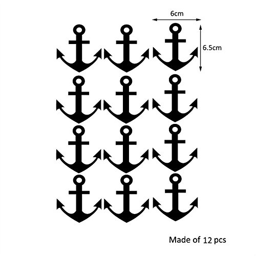 Yanqiao 12Pcs/set Schiff Anker für Kinderzimmer Mode Dekoration Vinyl Entfernbare Hauptdekoration Wand Aufkleber DIY Materialien, Weiß - 2