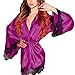 Produktbild Kimono Yazidan Frau Seide Dressing Puppe Spitze Sexy Unterwäsche Bademantel Nachtwäsche Tiefer V-Ausschnitt Kleid Seidig Satin Chemise Nighties Elegant Einfarbig Schlaf-Kleid Übergröße(Lila,L)