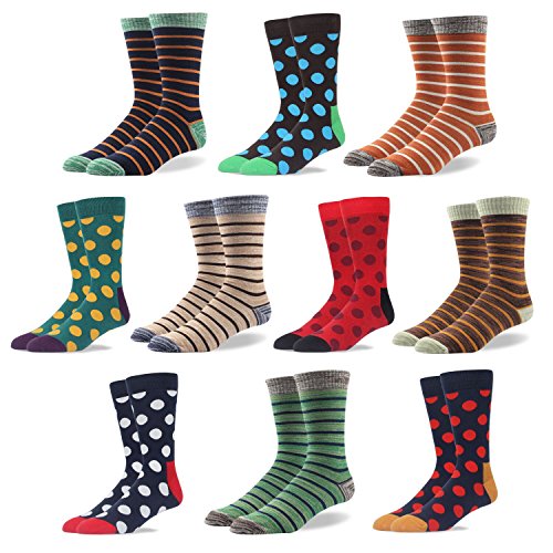 RioRiva Calcetines de los hombres ricos en algodón, calcetines calcetines ocio de lujo novedad divertida (BSK67-10pares, EU 41-46)