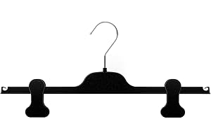 Mainetti Grucce in Velluto Antiscivolo, con Pinze Gommate, per Gonne, Jeans, Pantaloni Uomo Donna, Appendini Salvaspazio, Leggeri, Made in Italy, Set 10 Pezzi (Nero, 36 cm)