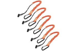 BlueStraw Tool Lanyard, Quick Release Shock Absorbing Safety Tool Leash Retractable Bungee Cord with Carabiner Clip and Adjustable Loop End, 15 Ib Working Limit Fall Protection Equipment