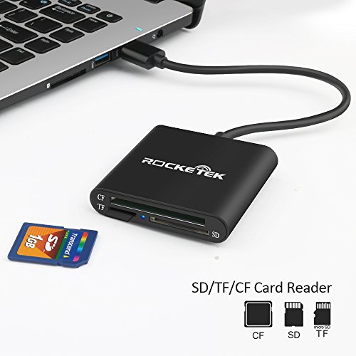 Rocketek USB 3.0 Aluminium Kartenleser Adapter – Schreiben und Lesen mit 3 Steckplätzen für SD / Micro SD / CF / TF und mehr Speicherkarten - 5