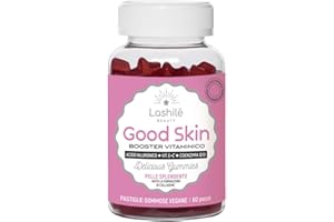Lashilé Beauty Good Skin, Integratore alimentare per la bellezza della pelle a base di Acido Ialuronico, Coenzima Q10, Vitamine E + C, 60 pastiglie gommose